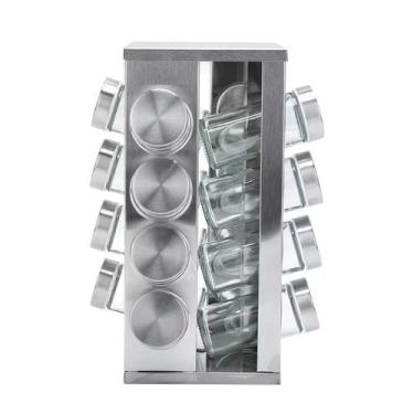 Imagem de Porta Tempero Condimento Inox 20 Peças + Suporte Giratório - Dubai-atl