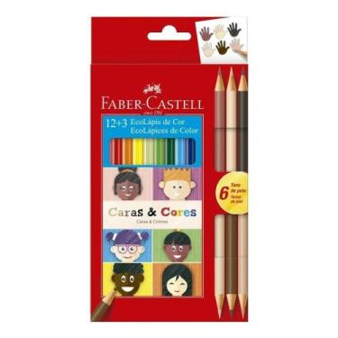 Imagem de Lápis Caras Cores Faber Castell 12 Cores Mais 6 Tons de Pele - FABER C
