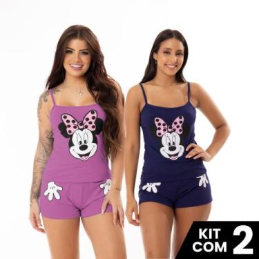 Imagem de Kit 2 Baby Dolls Short e Blusa de Alça Estampado Mãozinha Personagem C