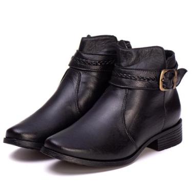 Imagem de Bota Feminina Cano Curto 6104  Couro Legítimo Casual Pettinari Linda, 