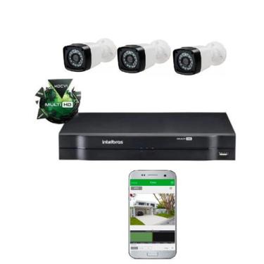 Imagem de Kit 3 Câmeras De Segurança Residencial Dvr Intelbras mhdx Full Hd