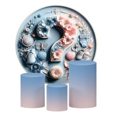 Imagem de Kit 4 Capas Decorativas Para Chá Revelação Sublimado Várias Estampas - Tecido Premium - Para Festas, Eventos e Datas Comemorativas. (Rosa Bebê)