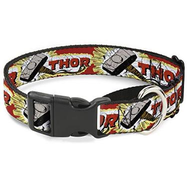 Imagem de Buckle-Down Coleira para cães Martingale Martelo Thor Vermelho Amarelo Branco 40,6 a 58,5 cm de largura