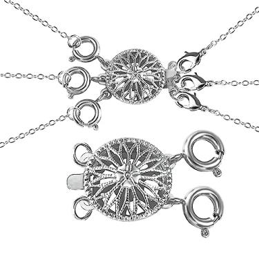 Imagem de ASH'S CHOICE Conjunto de 2 peças de fechos de colar em camadas, ouro 14 k e prata, conector separador de colar de joias de segurança sem emaranhados, fechos para fabricação de joias de pulseira, Latão