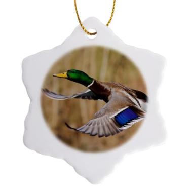 Imagem de 3dRose Ornamento de floco de neve Mallard Drake in Flight, 7,6 cm
