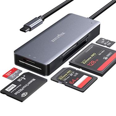 Imagem de ZIYUETEK Leitor de cartão SD USB C, 5 em 1, de alumínio, Thunderbolt 3, leitor de cartão de memória para CF, SD/SDHC, TF/Micro SD/MS/M2, cartão CompactFlash para iPhone 15/16/Pro Max, Android, Windows