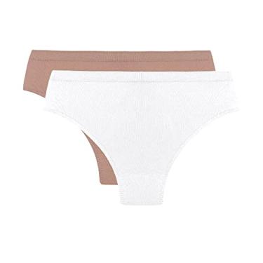 Imagem de Kit Com 2 Calcinhas Altas, Trifil, Feminino, Branco/Macadâmia, M