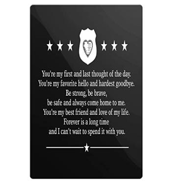 Imagem de Carteira com cartão de policial gravado – You're My First and Last Thought of the Day Police Metal Wallet Card Gift Christmas Birthday Gift – Best Police Husband Gifts from Wife