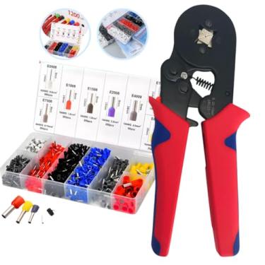 Imagem de Alicate Crimpar Kit 1200 Peças Prensa Terminal Ilhos Tubulares 0,25mm² Até 10mm² Ferramenta Crimpador Profissional Reparo Elétrico Antiderrapante Catraca Ajustável Cabo Ergonômico