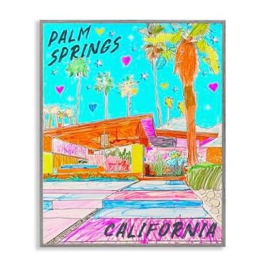 Imagem de Stupell Industries Arte de parede giclée emoldurada Palm Springs Villa Doodle por Jess Stempel, moldura cinza, 61 x 76 cm