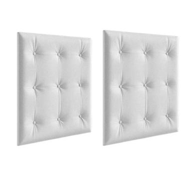 Imagem de Kit Capitonê  Peroba p/  Berço Retro Cor Branco  MDF 2 Peças