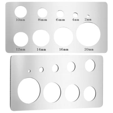 Imagem de PH PandaHall 2 peças de estênceis circulares, réguas de medição de contas, ferramenta de medição de aço inoxidável, modelos de estêncil redondo para contas, pedras, pérolas, diamantes, medidas,