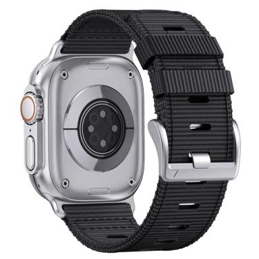 Imagem de Pulseira de relógio de nylon para Apple Watch Ultra 2 de 49 mm, 46 mm, 45 mm, 44 mm e 42 mm (série 1 2 3), pulseiras masculinas respiráveis para Apple Watch Ultra, 10/9/8/7/6/SE/5/4/3/2/1