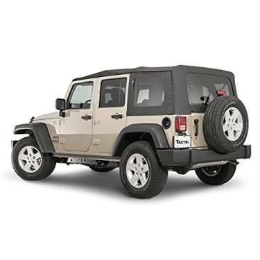 Imagem de TACTIK Parte superior macia de substituição, diamante preto - Serve para Jeep Wrangler JKU Unlimited 4 portas - Teto de tecido personalizado com janela lateral e traseira removíveis (JK Unlimited 4 portas 2007-2009)