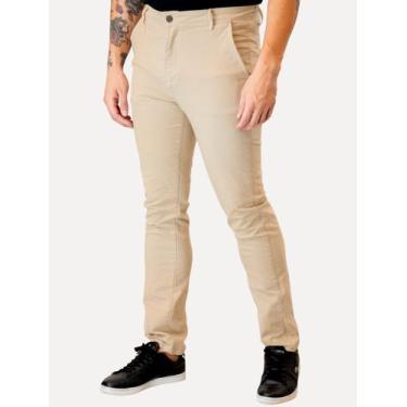 Imagem de Calça Aramis Masculina Chino Color Basica Tag Areia, 46, Areia