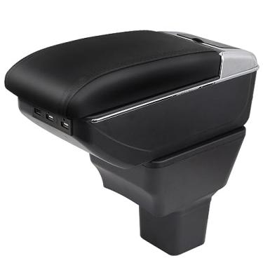 Imagem de HRCHCG Para Nissan Kicks 2016-2021 caixa de armazenamento interior de apoio de braço de camada dupla para console central automotivo (preto)