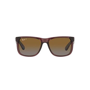 Imagem de Ray-Ban Óculos de sol retangulares Justin RB4165, Marrom escuro transparente/marrom degradê polarizado, 55 mm