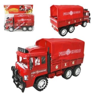 Imagem de Caminhão dos bombeiros resgate carro grande a fricção soldado brinqued