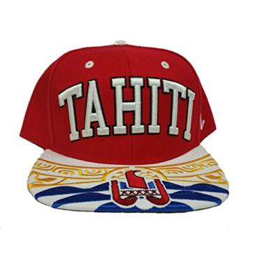 Imagem de Zephyr Boné Snapback Superstar do Futebol Ajustável Bandeira do País - Boné de Beisebol Flat Bill (Taiti)