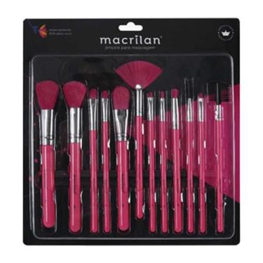 Imagem de Macrilan EN001 Kit  12 Pincéis de Maquiagem Rosa Neon, Kit