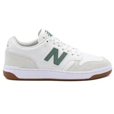Imagem de Tênis New Balance 480 Low Masculino, 38, Branco, Verde