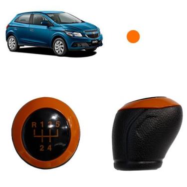 Imagem de Manopla de Câmbio Chevrolet Onix 2013 Até 2019 - Aro Laranja - Nat Ind