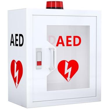 Imagem de NLShan Gabinete de Desfibrilador Aed de Aço, Gabinete de Armazenamento Montado Na Parede com Alarme, Gabinete Aed Se Adapta A Todas As Marcas Cardiac Science, Zoll, Desfibrilador Aed, Physio-Control,