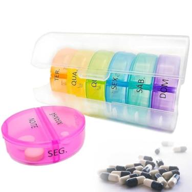 Imagem de Porta Comprimidos Organizador C?psulas Grande Estojo Redondo Separador Medicamento Di?rio Semanal Port?til (Multicolorido)
