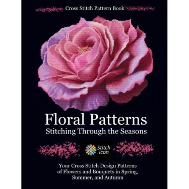 Imagem de Livro com padrão de ponto cruz costurando através das estações