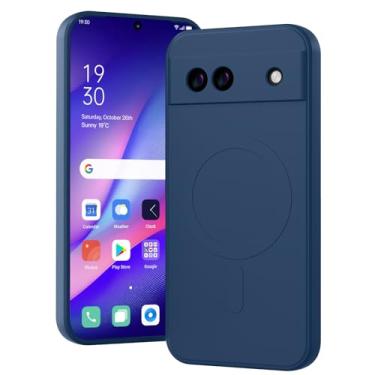 Imagem de MIDIIUGCT Capa magnética para Google Pixel 8A, carregamento sem fio, capa fina de silicone TPU macio para Google Pixel 8A, azul, MUS-MFCX-09-02