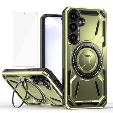 Imagem de Asuwish Capa de telefone compatível com Samsung Galaxy S23 FE 5G e protetor de tela de vidro temperado suporte de anel de metal suporte à prova de choque S 23 EF S23FE 23S capa para mulheres homens