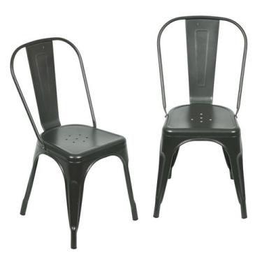Imagem de Kit 2 Cadeiras Industrial Em Aço Metal Tolix Bronze Para Sala Mesa De 