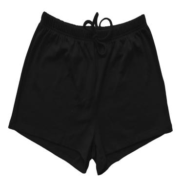 Imagem de SHORTS FEMININO  EM MALHA DE RIBANA , COM CADARÇO CINTURA, LISA, COR PRETO MARCA BASIC +, TAMANHO G
