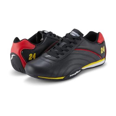 Imagem de Goodyear Tênis masculino Ori Racer – Hendrick Motorsports Tênis de cano baixo com cadarço, forro de couro e malha, #24 Preto/Vermelho/Amarelo, 38