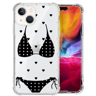Imagem de Capa para iPhone 15 Pro Max, conjunto de roupa de banho sexy com bolinhas pretas e bonitas, capas transparentes para meninas e homens, capa de telefone fina e macia à prova de choque