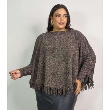 Imagem de Blusa Poncho Tricot Mousse Premium Super Grosso Plus Size Lã-Feminino
