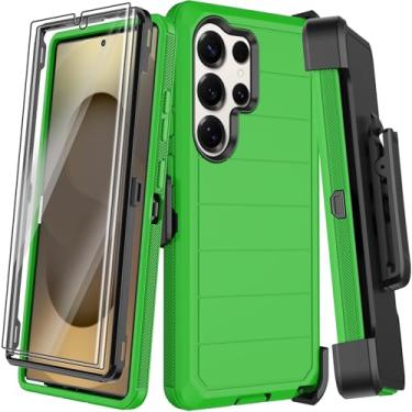 Imagem de KECAI Capa para Samsung Galaxy S25 Ultra com coldre de clipe de cinto, 2 películas protetoras, resistente à prova de choque, proteção contra quedas de grau militar, capa robusta para celular com