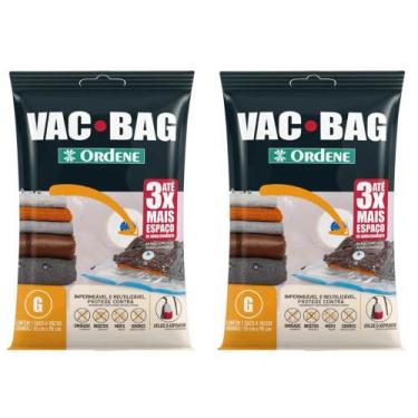 Imagem de Kit 2 Sacos a Vácuo para Roupas 55x90cm Impermeável Grande Vac Bag Ord