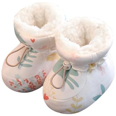 Imagem de Botas de inverno para bebês, botas quentes para bebês meninas com cordão, sola macia, sapatos de inverno fofos para primeira caminhada (12 cm)