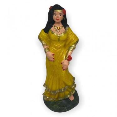 Imagem de Escultura Cigana Amarela 15 cm em Resina - Lua Mística - 100% Original