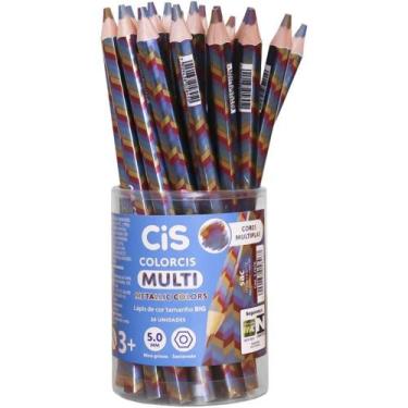 Imagem de Lápis de COR Jumbo CIS Multicolor Grafite 4 Cores Metal Pote com 24 - 