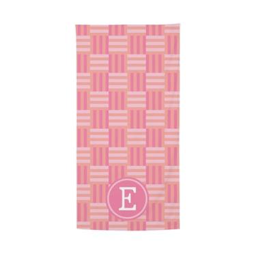 Imagem de Mary Square Tecido Wonder Monograma Letra E Poliéster Mistura 155 x 79 centímetros Rosa Secagem Rápida Toalha de Praia com Cordão Bolsa de Transporte
