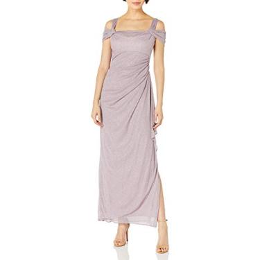 Imagem de Alex Evenings Vestido feminino longo com ombro vazado, mãe da noiva, eventos formais, (tamanho pequeno e regular), Glitter malva, 44