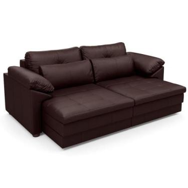 Imagem de Sofá Retrátil Para Sala de Estar 3 Lugares 215cm Riza S03 Couro Carame