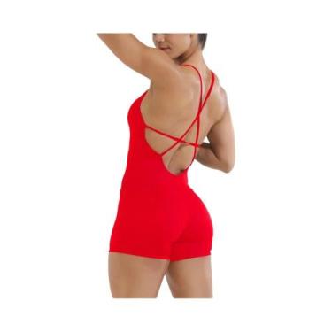 Imagem de Macacão Yoga Feminino Sexy - Sem Costas, Cruzado, Fitness, Cor Sólida,