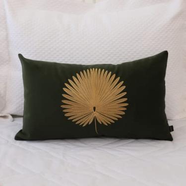 Imagem de Almofada Lereve Verde Musgo Bordada Retangular