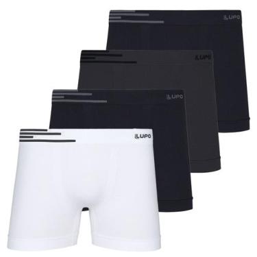 Imagem de Kit 4 Cuecas Boxer Lupo Box Microfibra Sem Costura Masculina, Sortido,