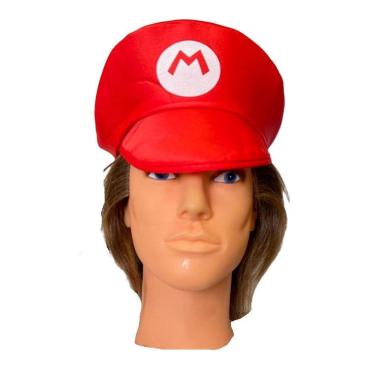 Imagem de Boina Super Mário - Poliéster - Vermelho - 28cm - Adultos