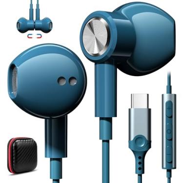 Imagem de Fones de ouvido USB C para iPhone 17 Pro Max 16e 16 15 Plus, tipo C, fones de ouvido com fio, com microfone, fone de ouvido esportivo magnético HiFi para iPad mini Pro Air, Samsung Flip5 Fold6 A55