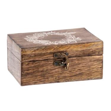 Imagem de Ganz Caixa decorativa retangular articulada com coroa de abelha floral de madeira de 7,6 x 15,2 cm